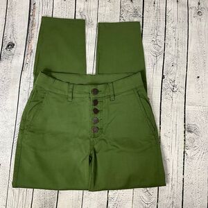 CABI Button Fly Green Cargo Skinny Pants